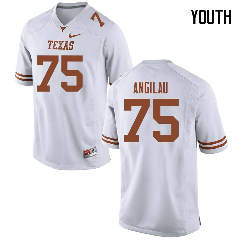 Youth #75 Junior Angilau Texas Longhorns College Football Jerseys Sale-White - Click Image to Close